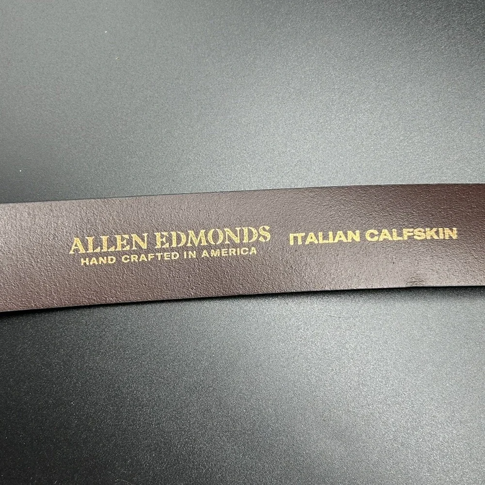 Allen Edmonds Broadway Avenue Italian Calfskin Leather Belt 44 39616 Chili Brown